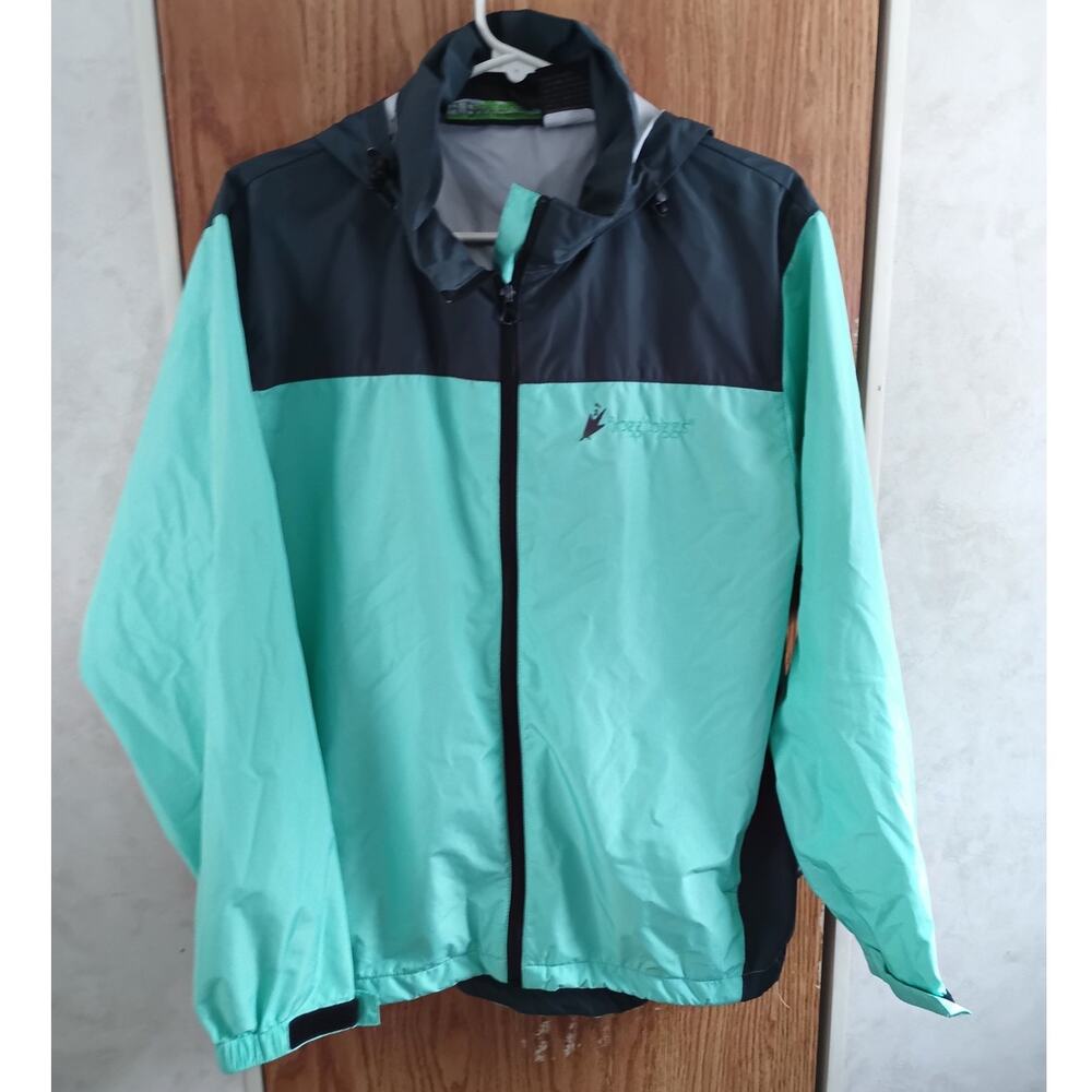 Frogg Toggs River Toadz Waterproof Rain Jacket S/M Hooded Windbreaker Mint Black